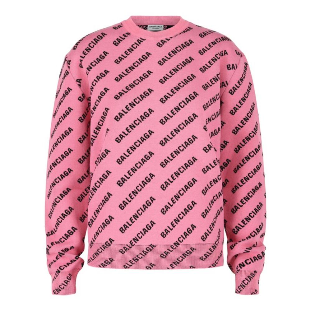 Balenciaga Allover Logo Cropped Sweater Multi Womens